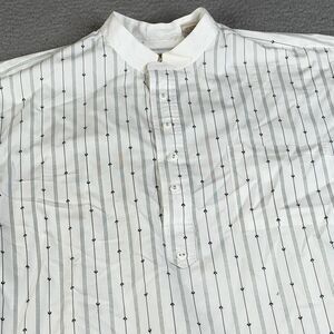 SCULLY RangeWear Western Shirt Mens L White Stripe 100% Cotton Tombstone Lawman